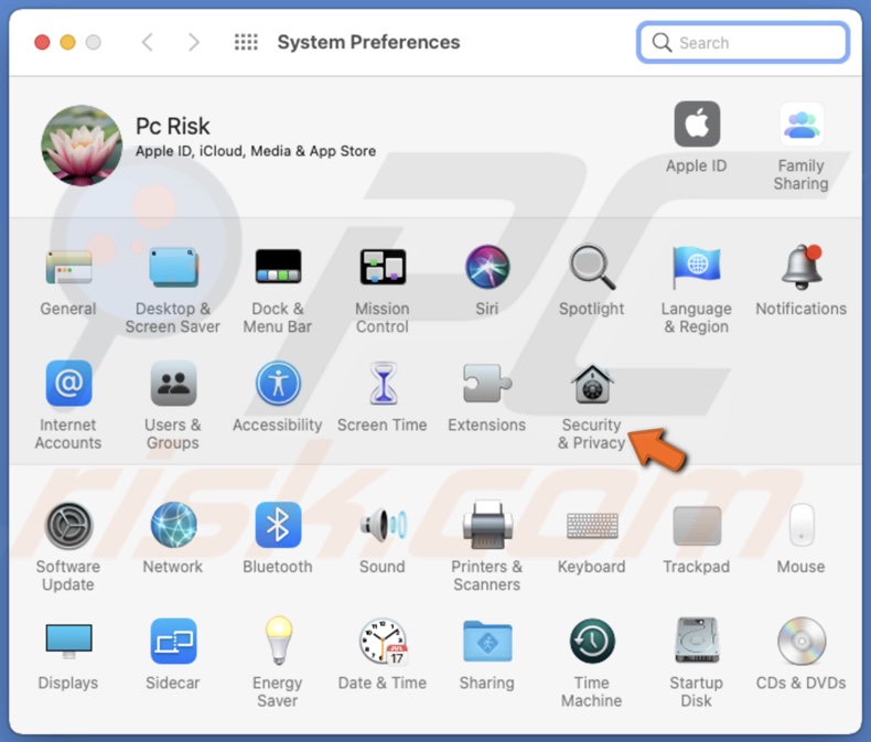 Go to Security & Privacy