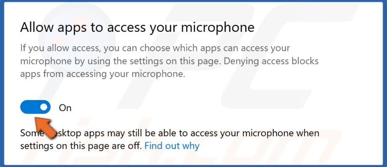 Allow apps to access your microphone