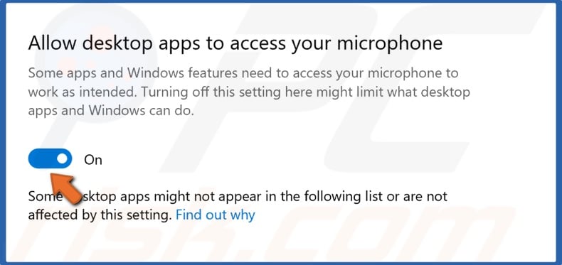 Allow desktop apps to access your microphone