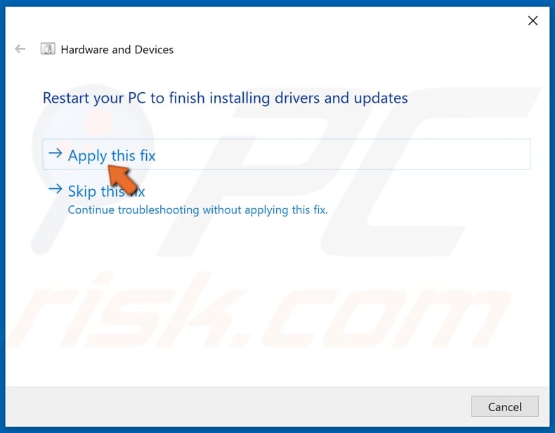 Click Apply this fix