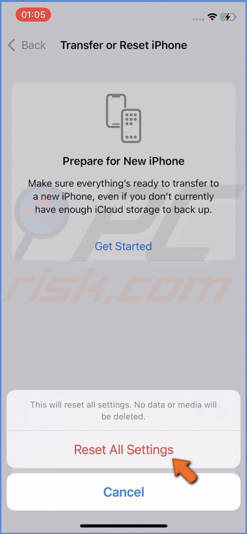 Tap on Reset All Settings