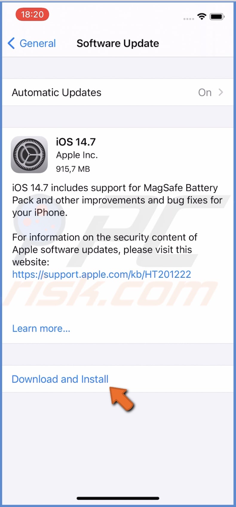 Tap on Download and Install