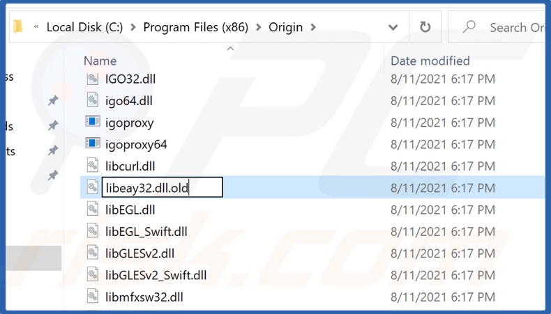 Rename libeay32.dll to libeay32.dll.old and save the new name