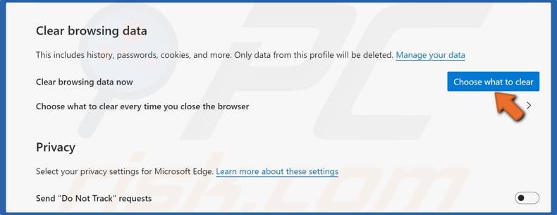 Click Choose what to clear