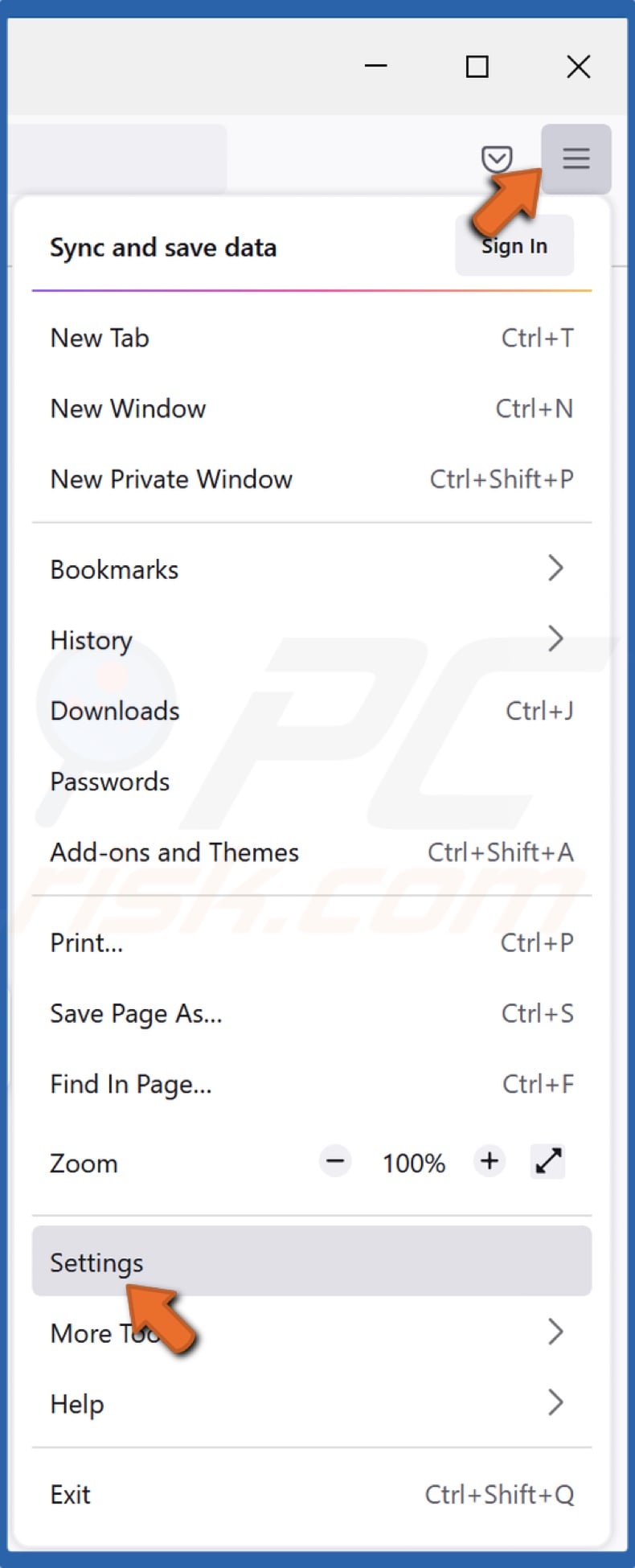 Open the Menu and select Settings