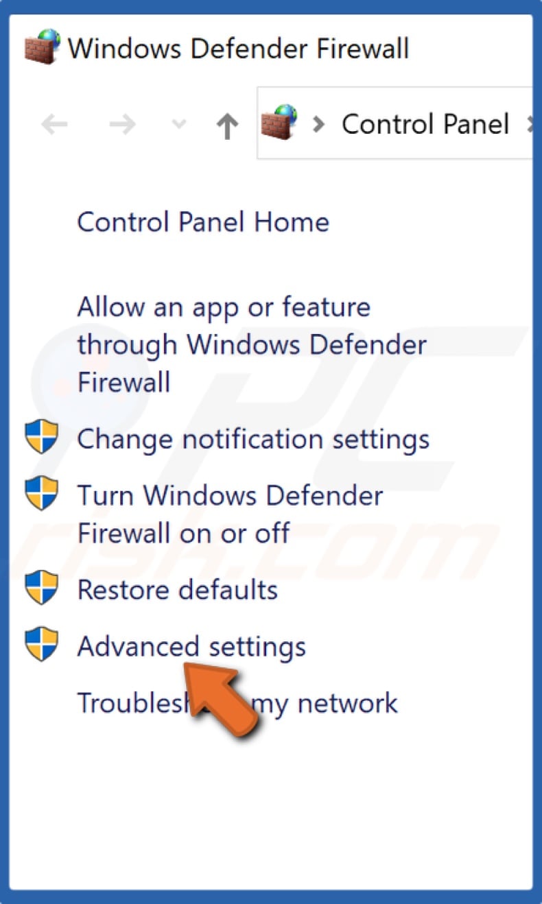 Click Advanced Settings