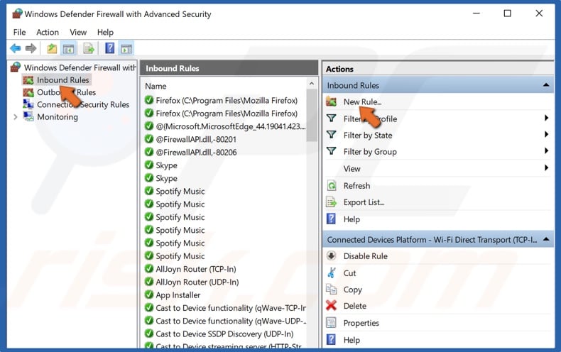 Select Inbound Rules and select New Rule