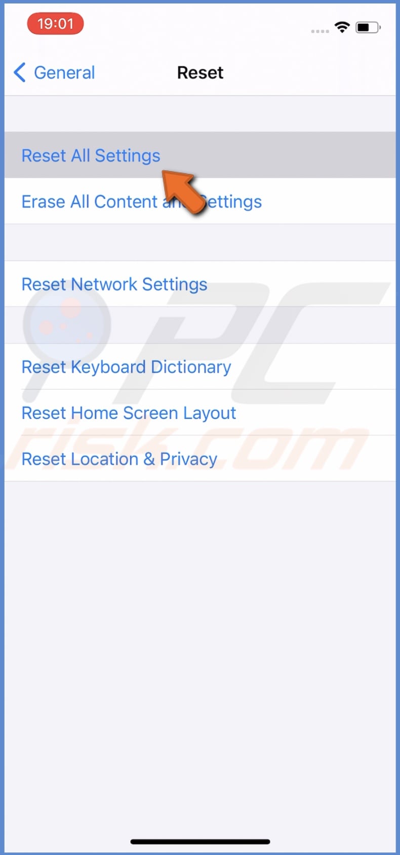 Reset All Settings