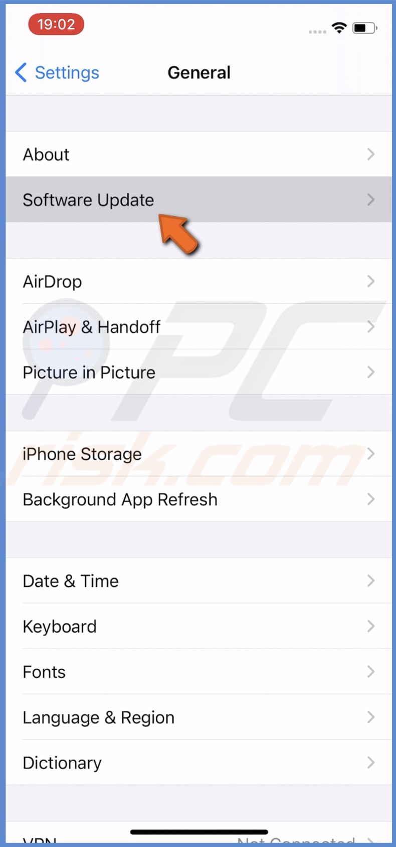 Tap on Software Update