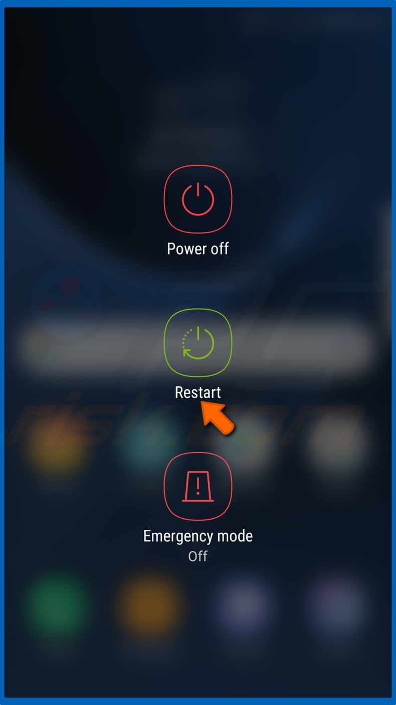 Hold down the Power button and tap Restart