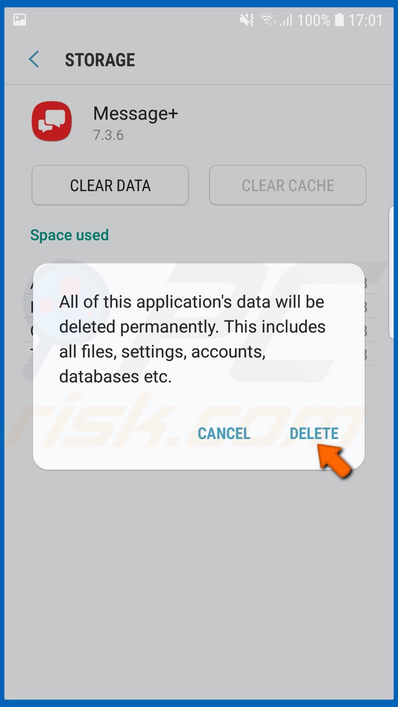 Tap on Delete to confirm the action