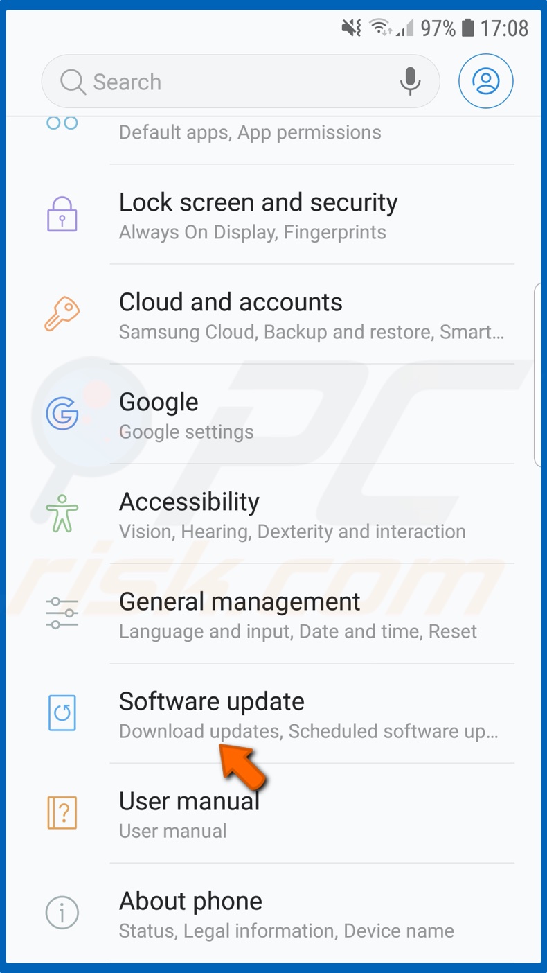 Tap on Software update