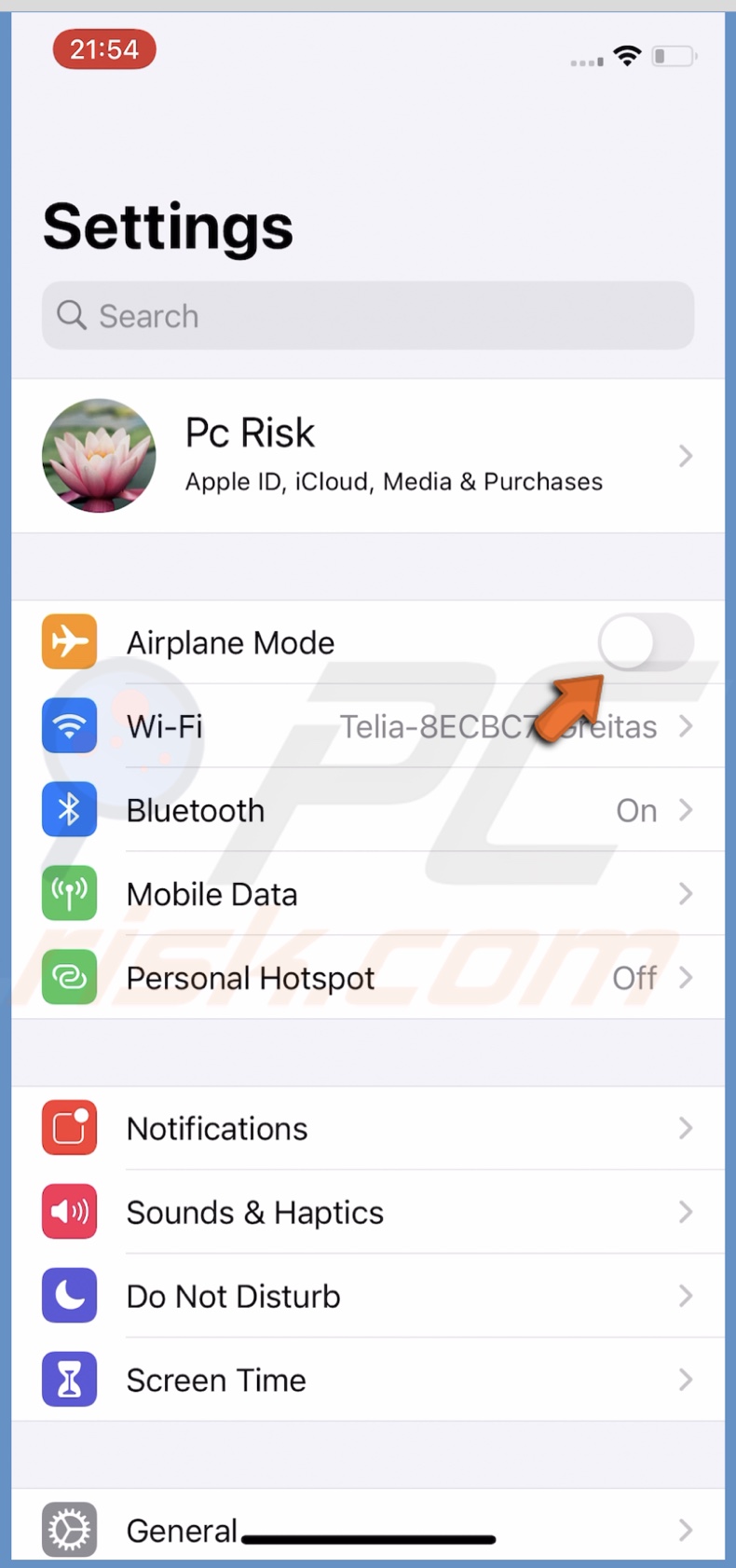 Disable Airplane Mode
