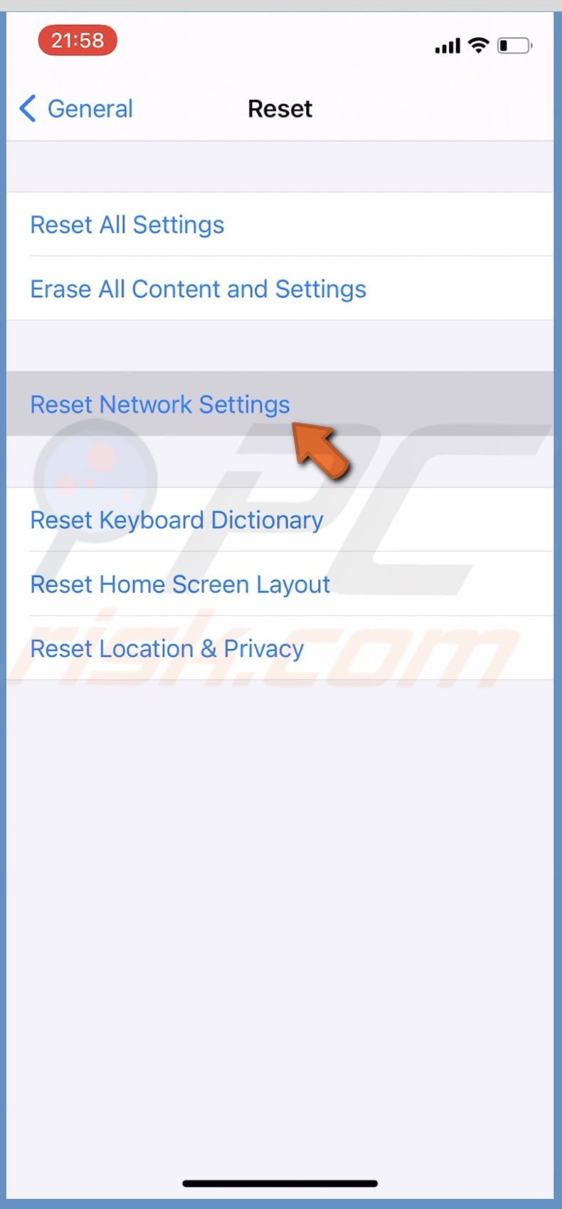Reset Network Settings