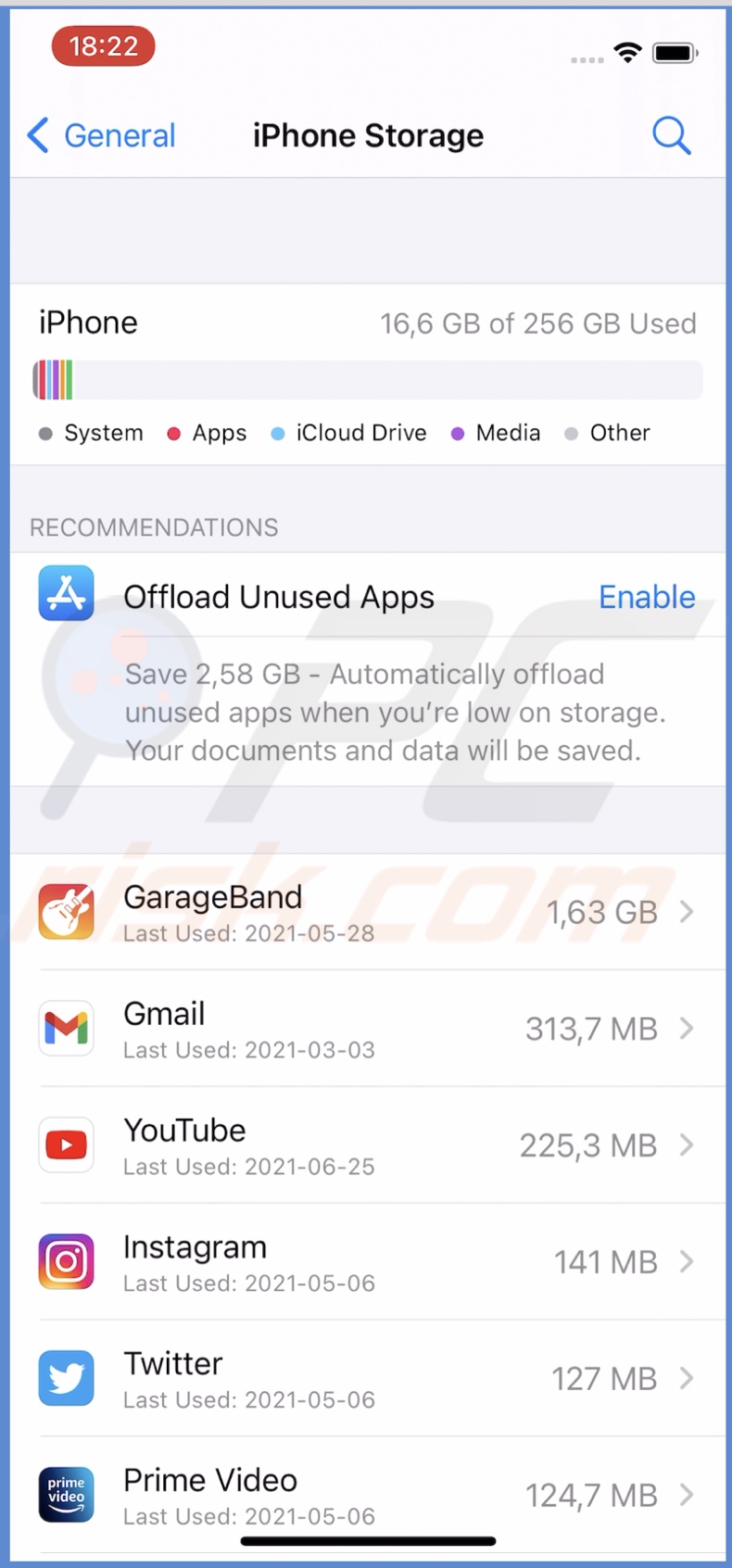 Check iPhone storage