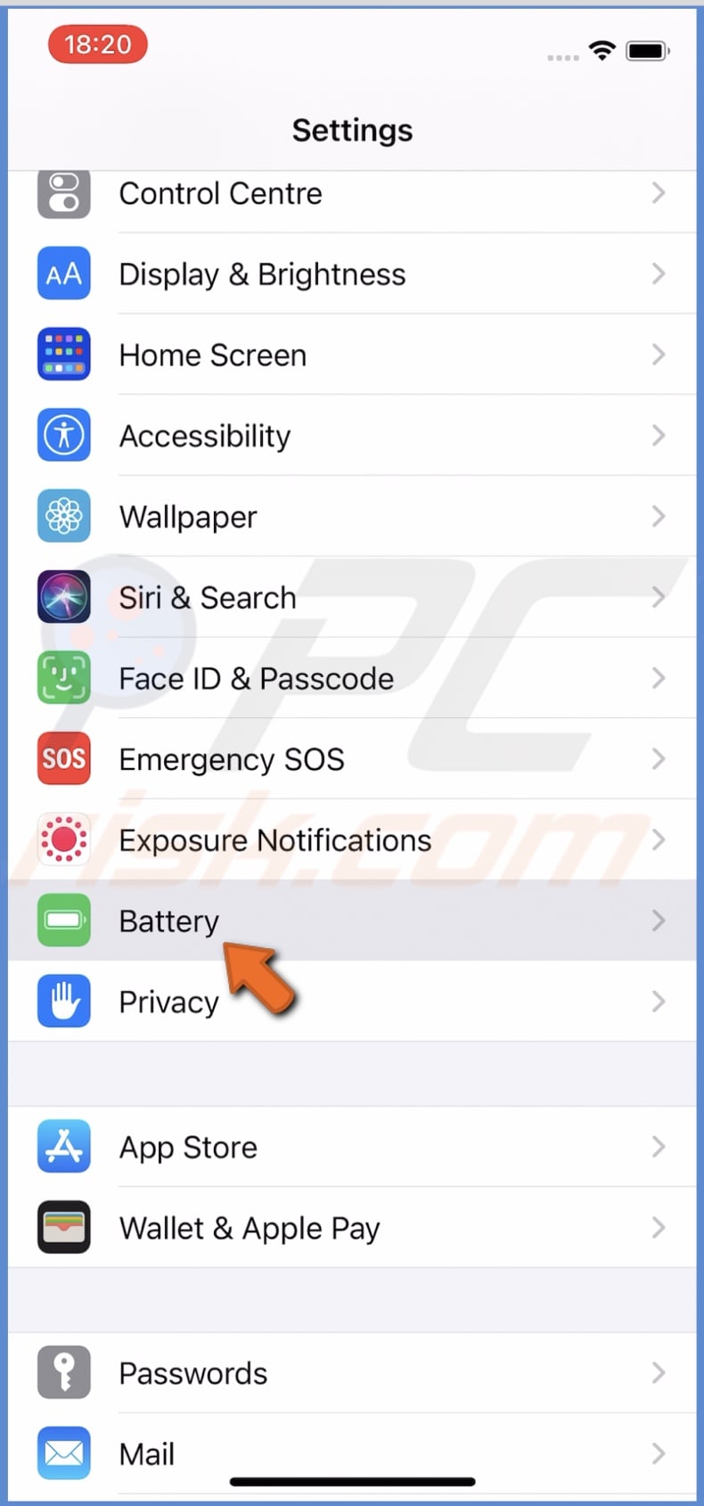 Go to Battery settings