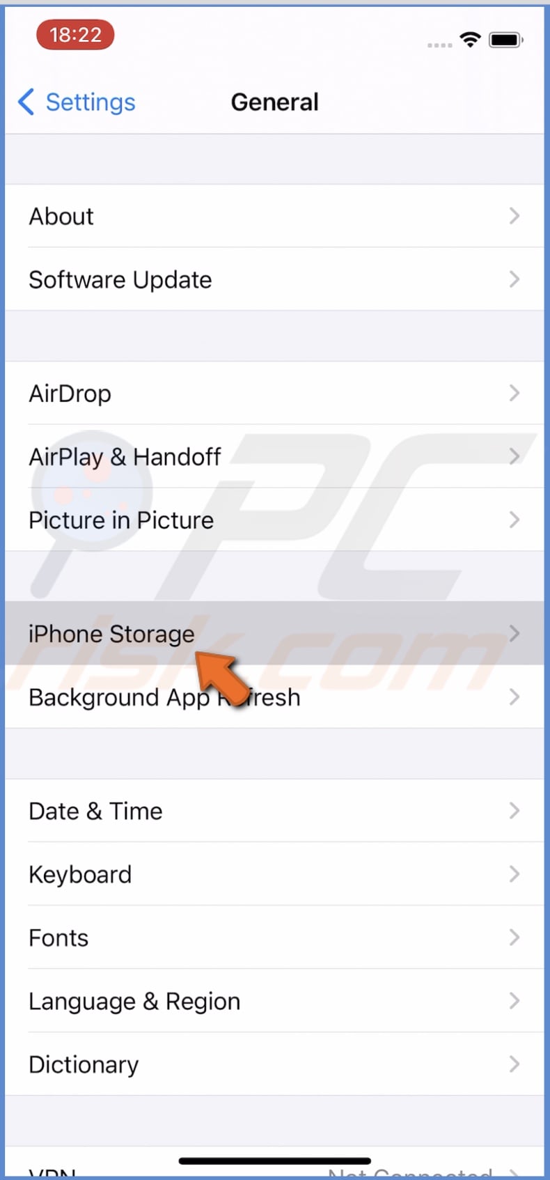 Go to iPhone Storage