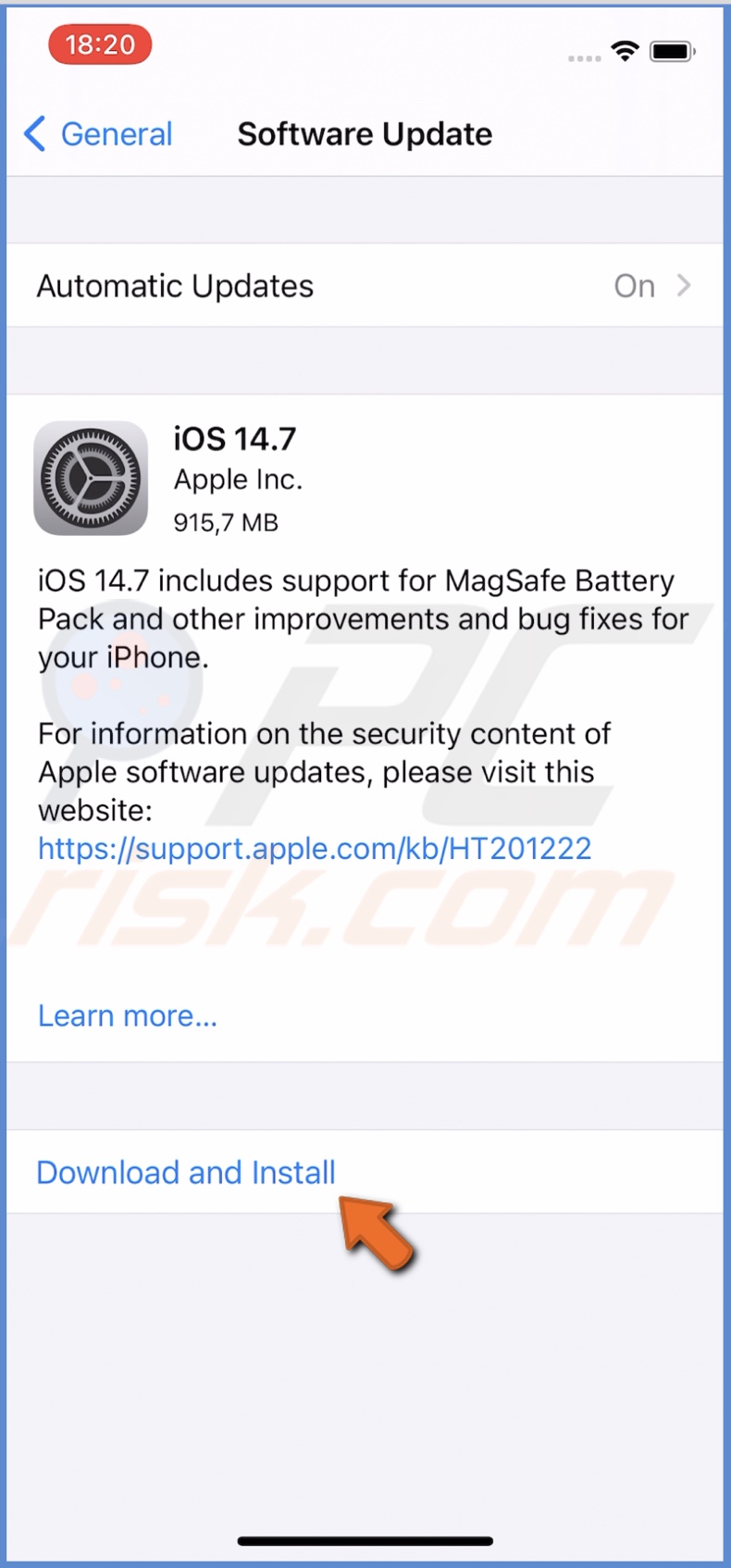 Tap on Download and Install