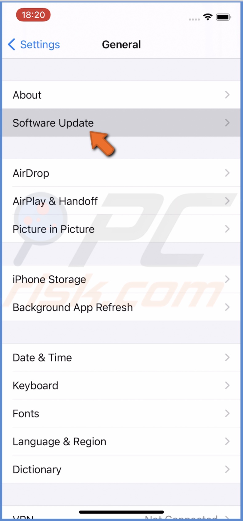 Tap on Software Update