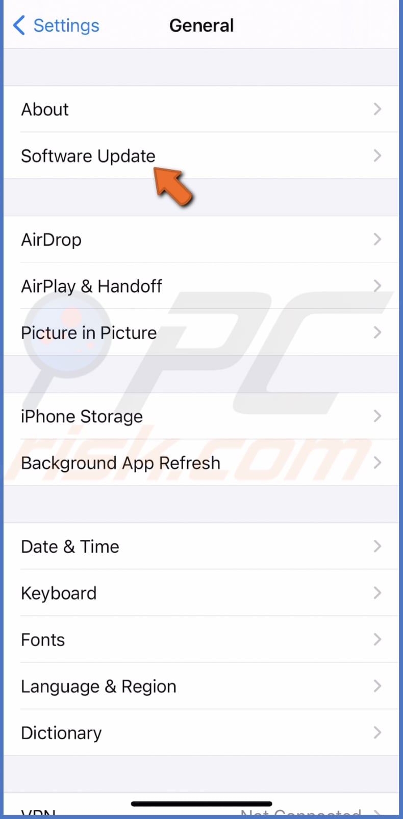 Go to Software Update