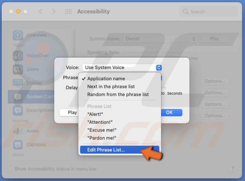Click on Edit Phrase List
