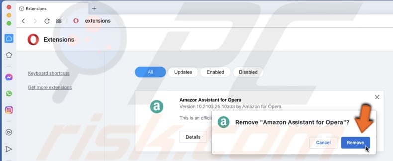 Remove extension in Opera