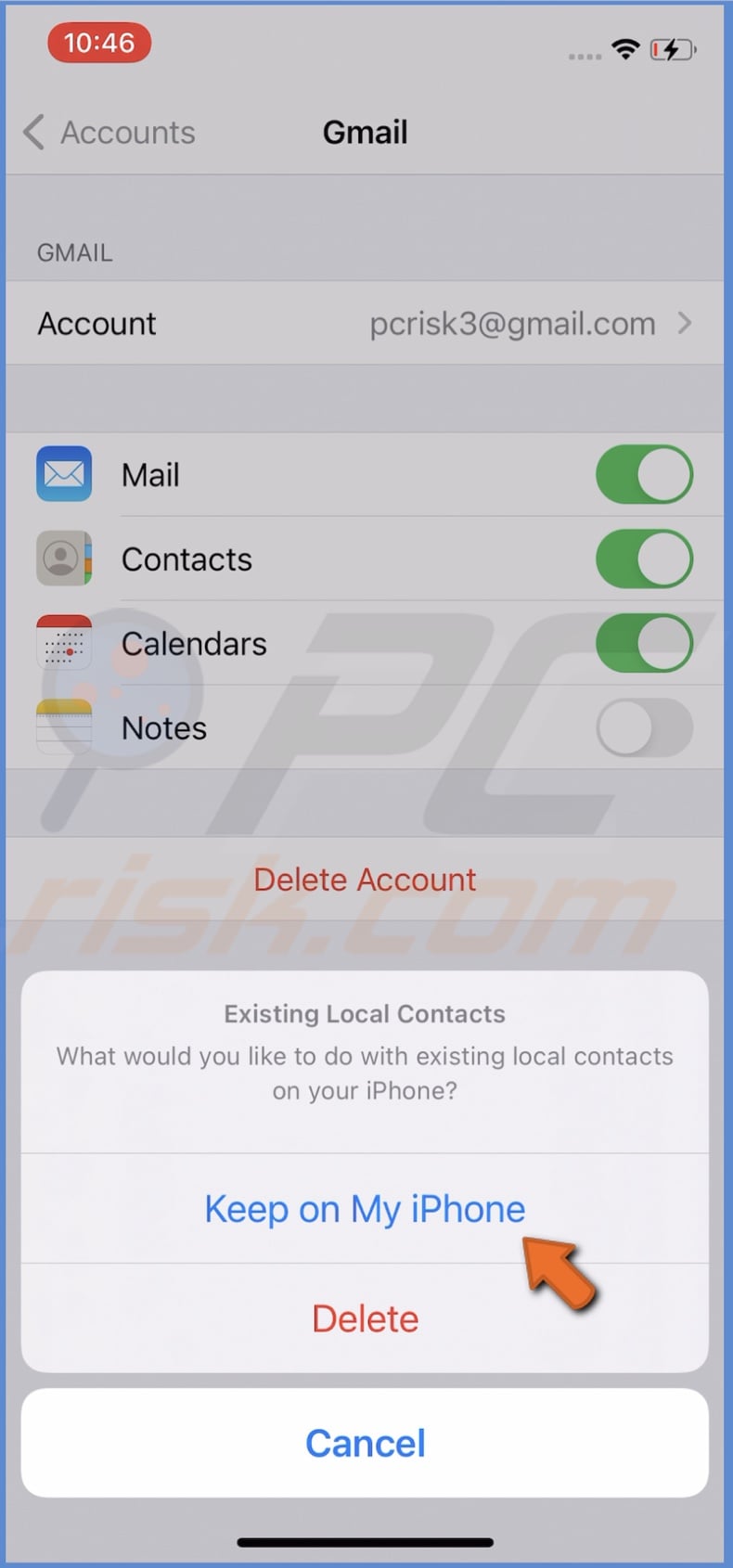 Tap on Keep on My iPhone