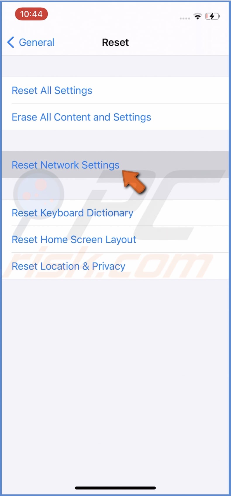 Tap on Reset Network Settings