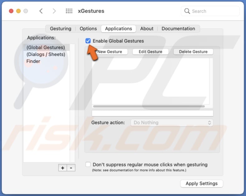 Enable Global Gestures