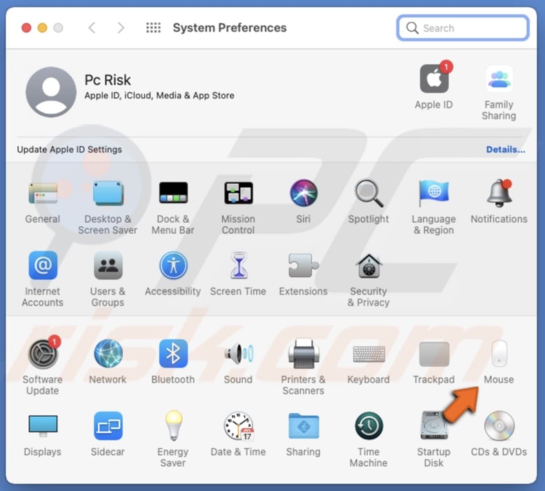 Go to Mouse settings