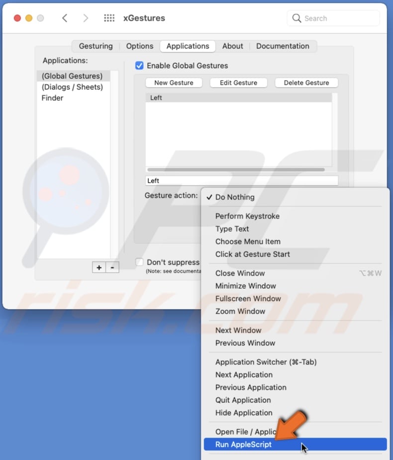 Select Run AppleScript