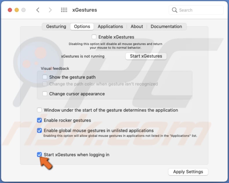 Start xGestures when logging in