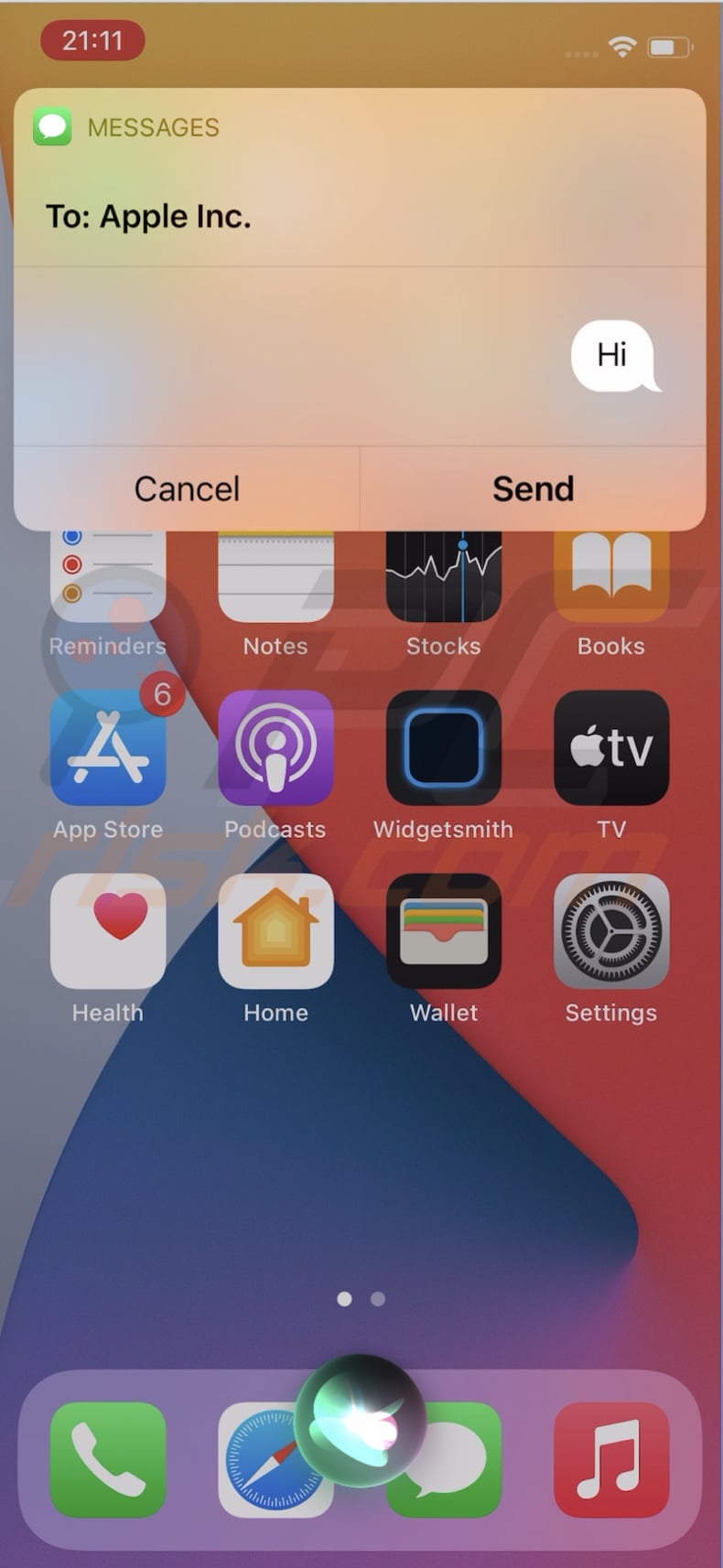 Dictate message to Siri