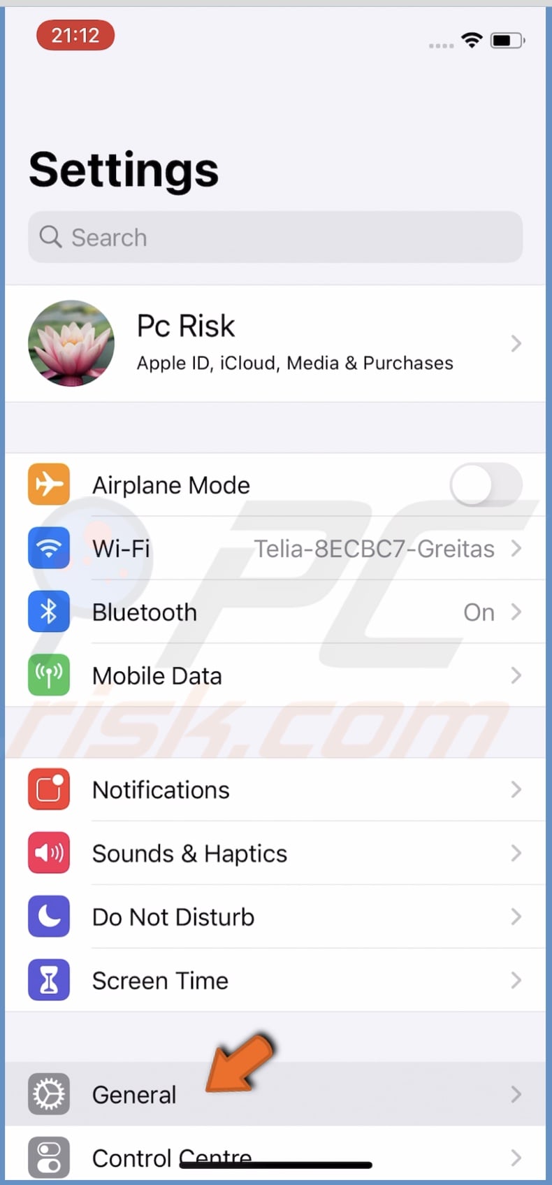 Go to General settings