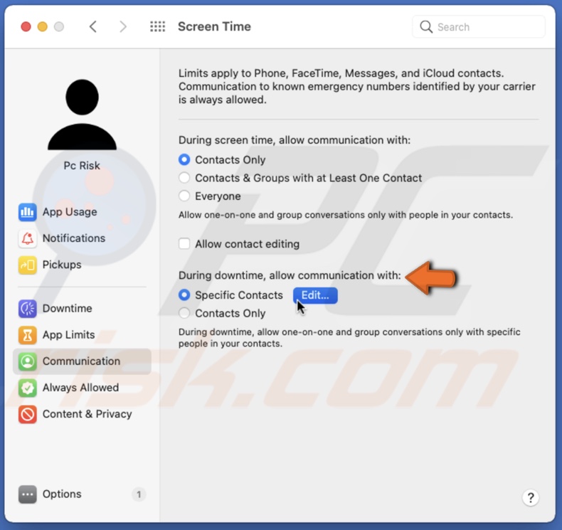 Choose option under During Downtime