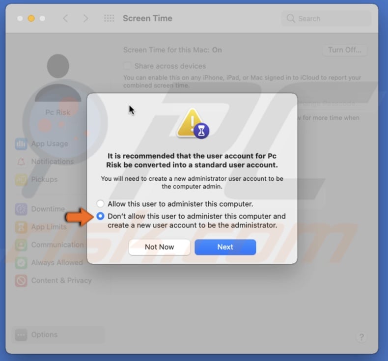 Create another user to manage Screen Time for your child on Mac