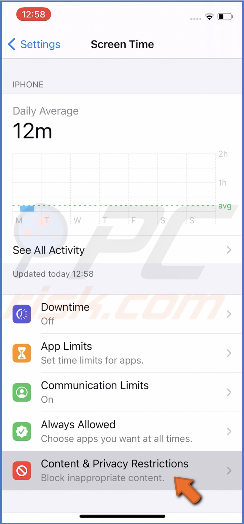 Go to Content & Privacy Restrictions on Mac