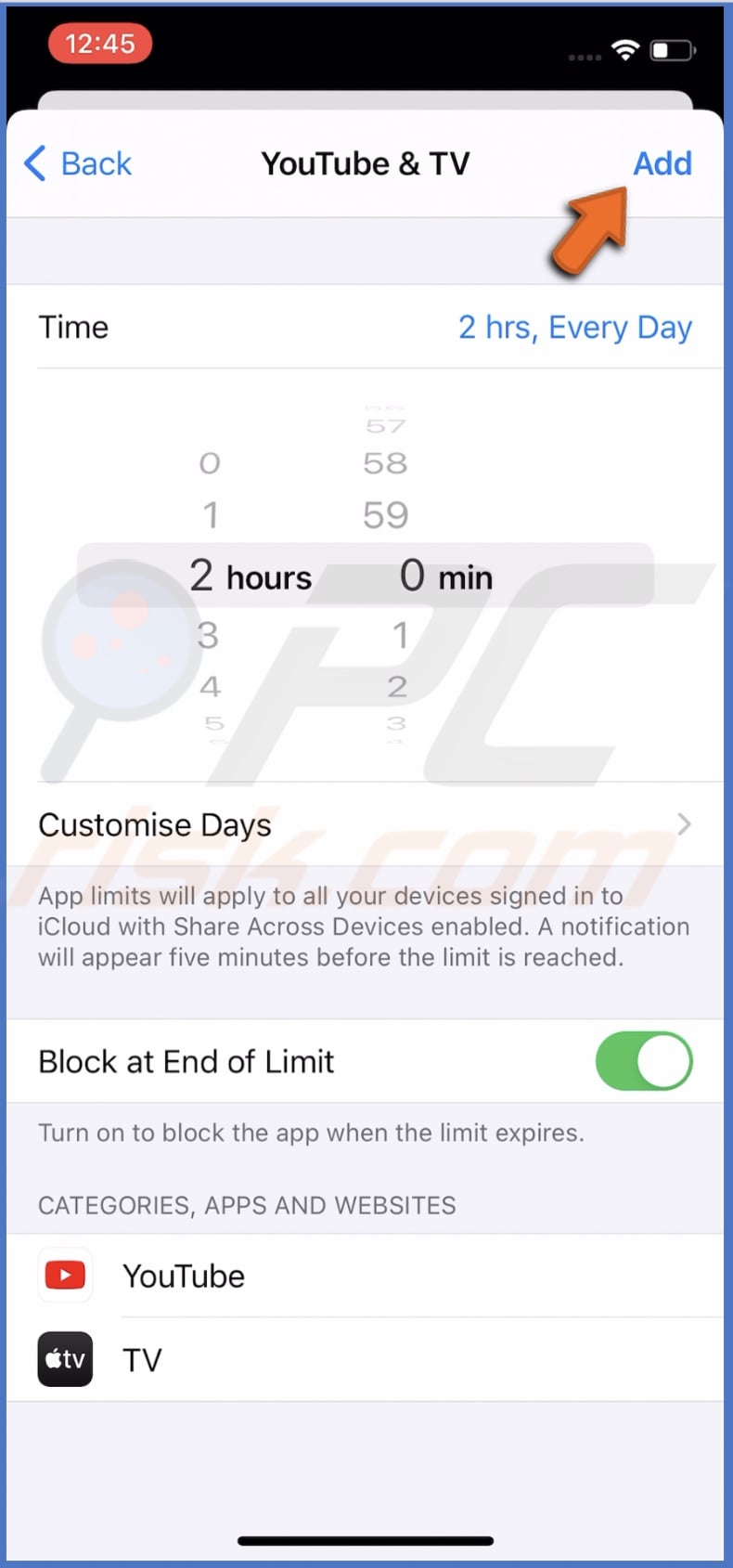 Set choosen app limit duration
