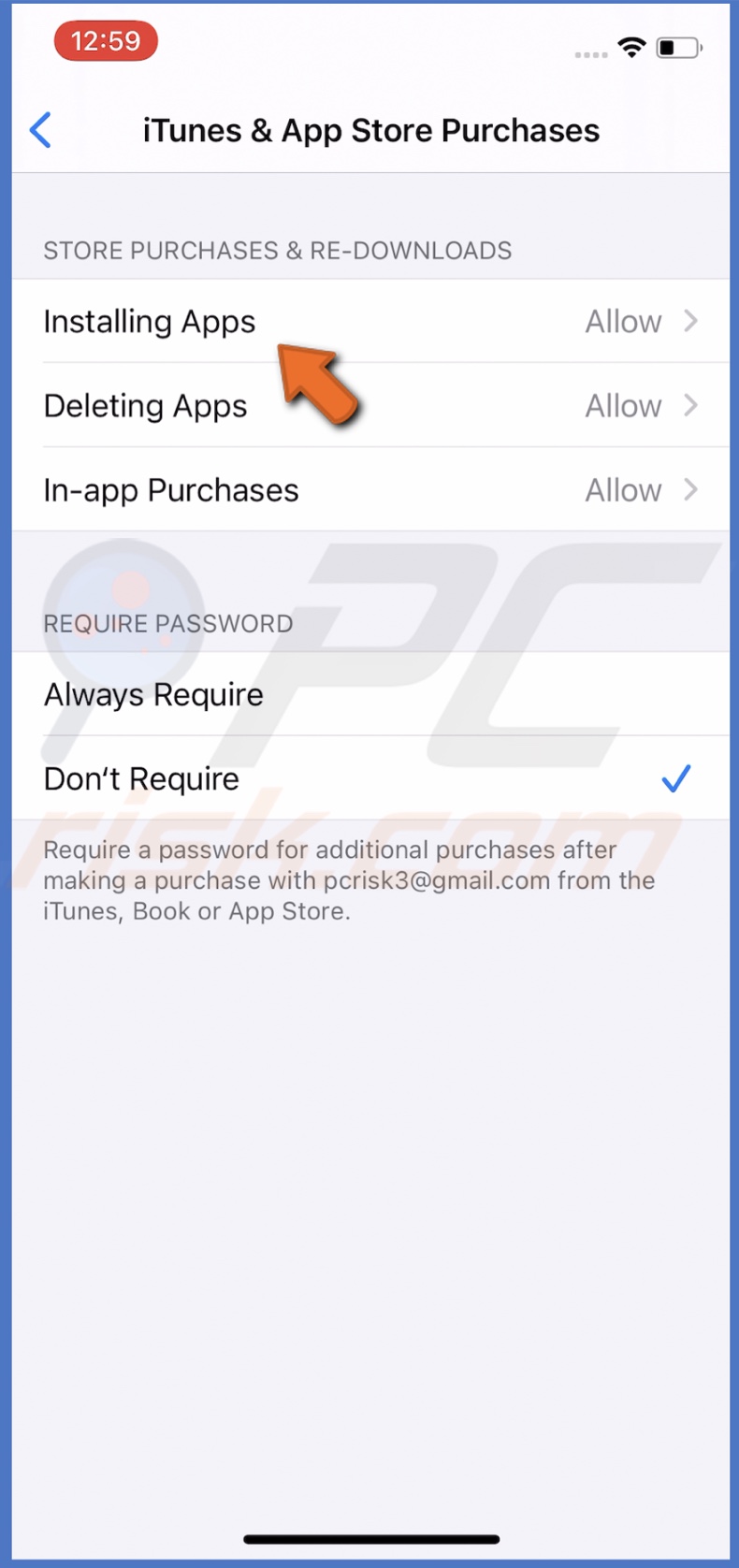 Tap on Installing Apps in iOS