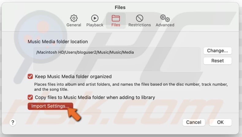 Click on Import Settings