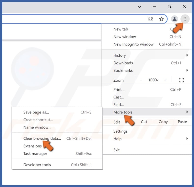 Open the Chrome Settings menu and select More tools