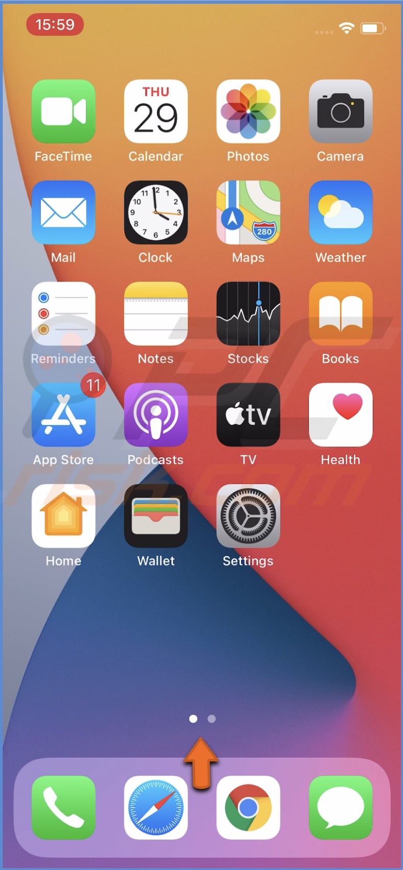 Swipe up from the bottom of the screen