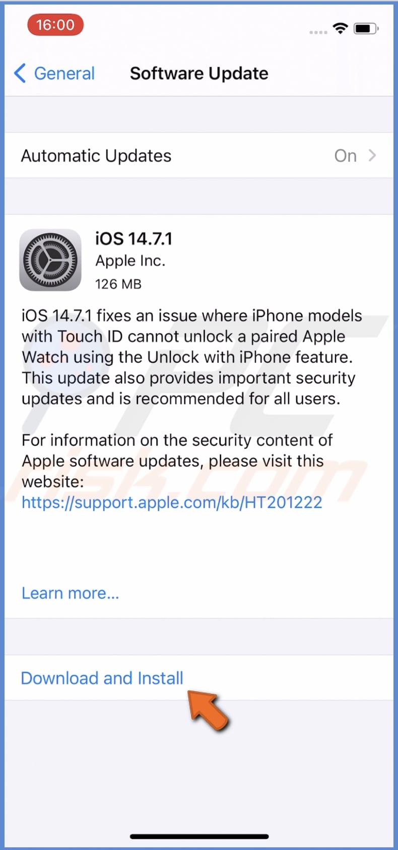 Tap on Download and Install