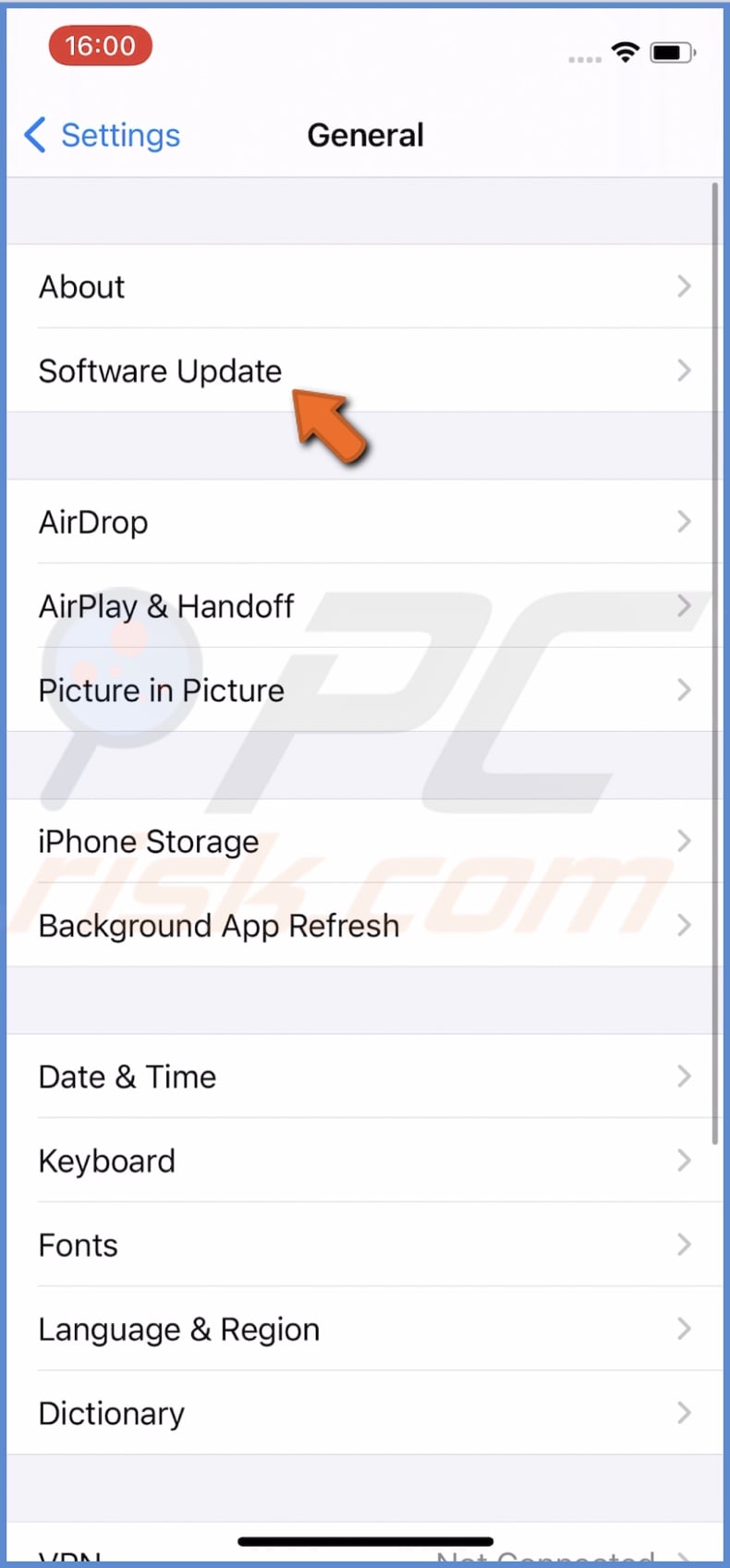 Tap on Software Update