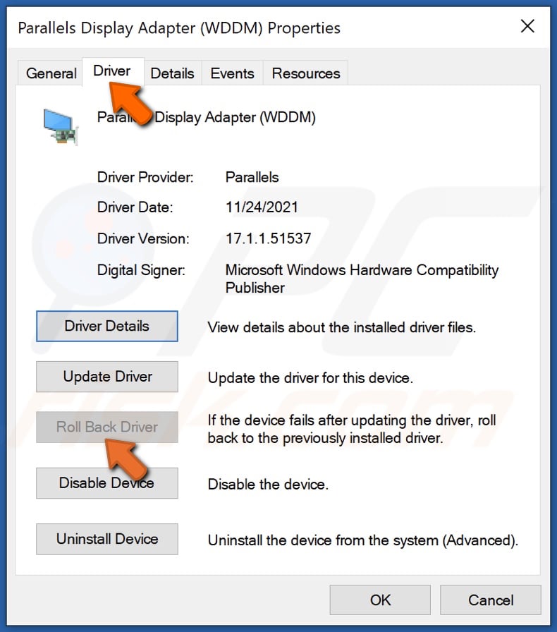 Click Roll Back Driver