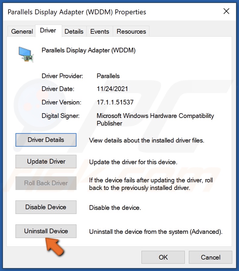 Click Uninstall Device