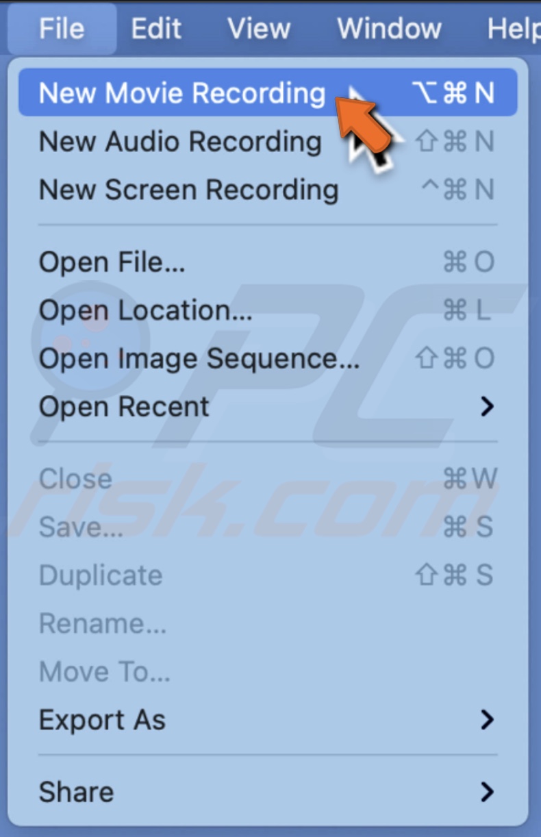 Click on New Movie Recording