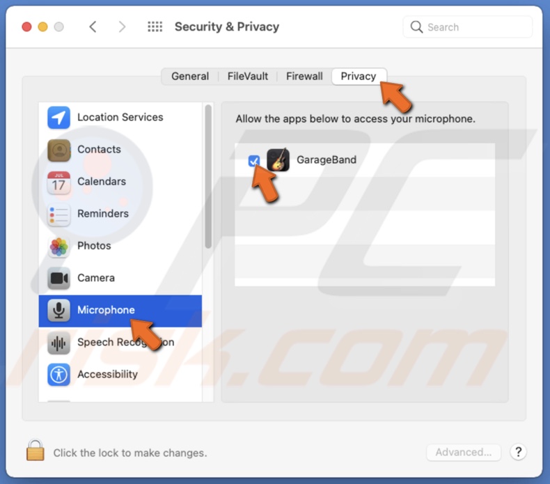 Give app mic permission