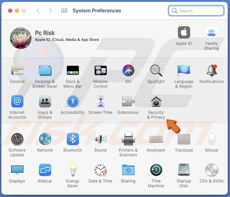 Go to Security & Privacy