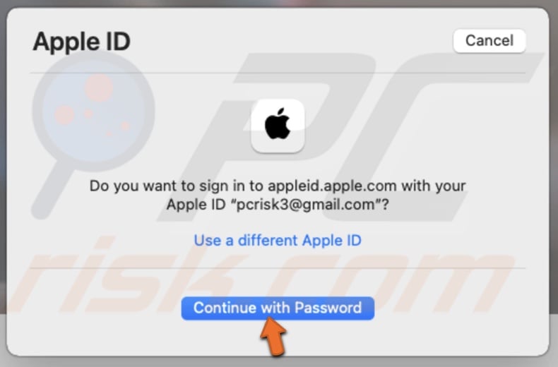 Click on Continue With Password